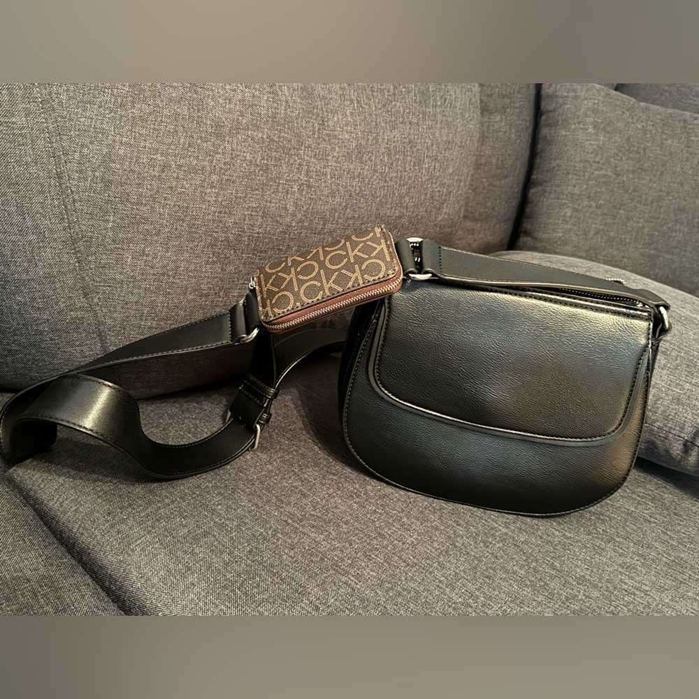 Calvin Klein Black Belt Bag with Sleek Design